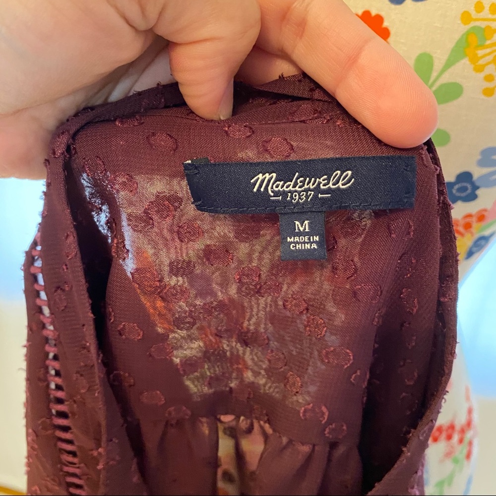 Madewell Wine Colored Bibbed Blouse - Picture 6 of 7
